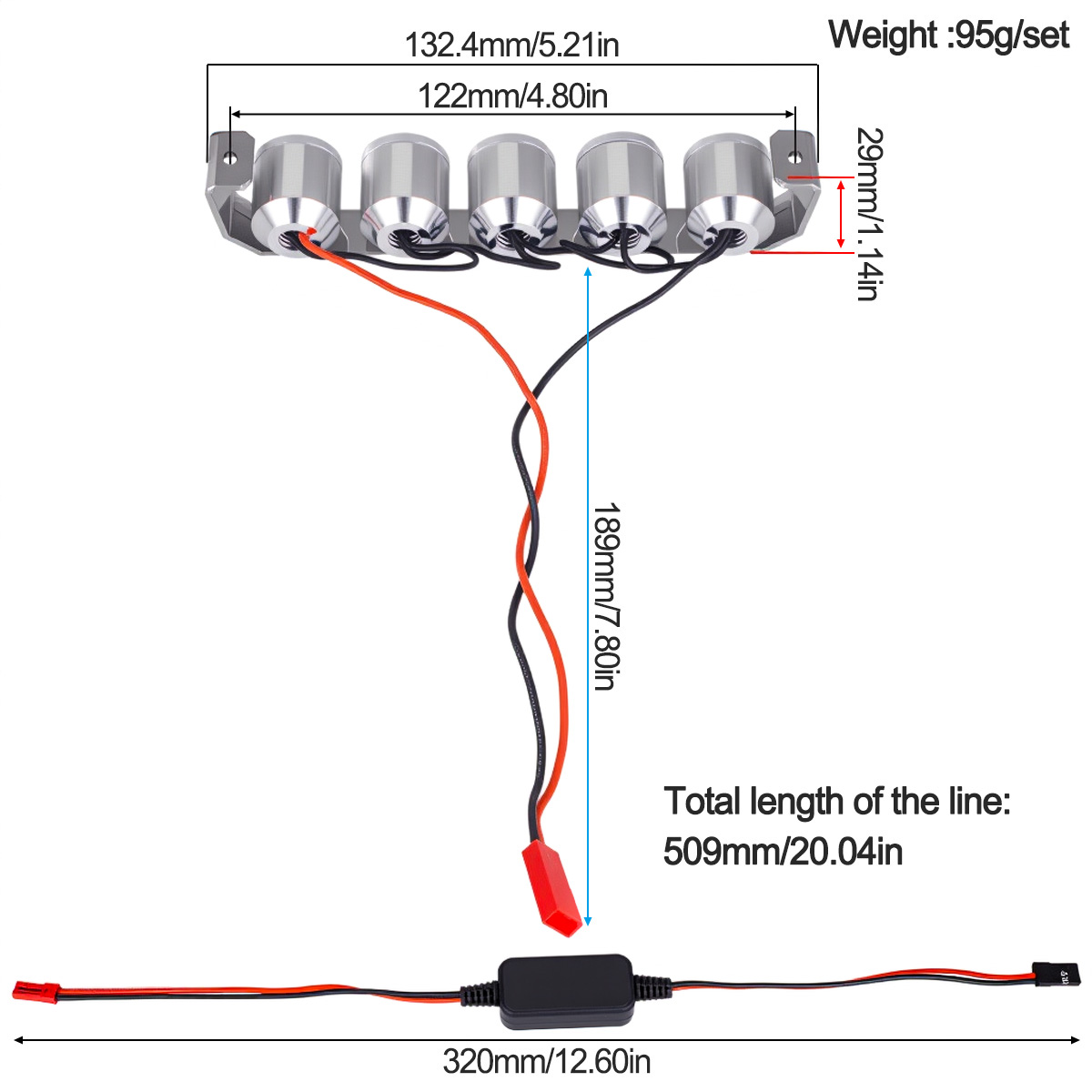 Aluminium 5 LED-licht koplamp  - Rc Hobby Wire recensie en prijs